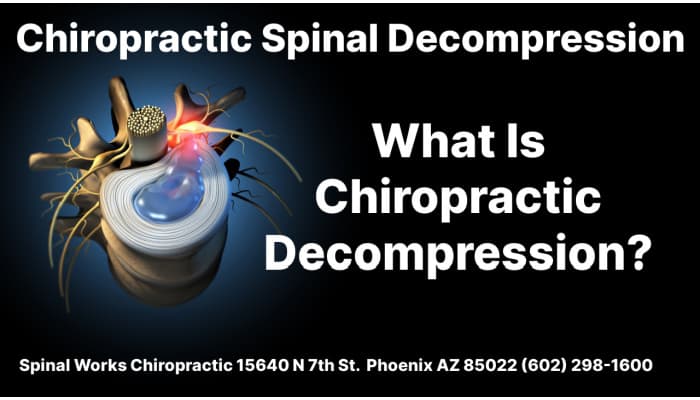 Imageof herniated spinal disc with text What Is Chiropractic Spinal Decompression